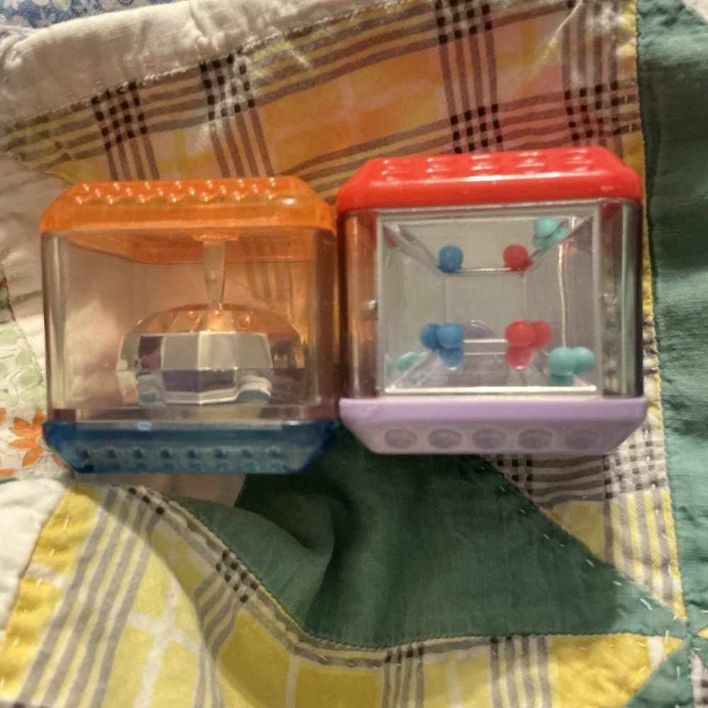 Lot of‎ 2 Fisher Price Small Toys Peek A Boo Blocks Sensory Cubes Baby Toddler